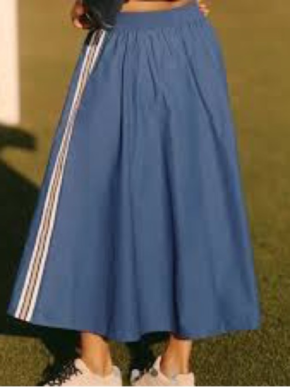 Anthropologie Blue Maxi Skirt with Side Stripe